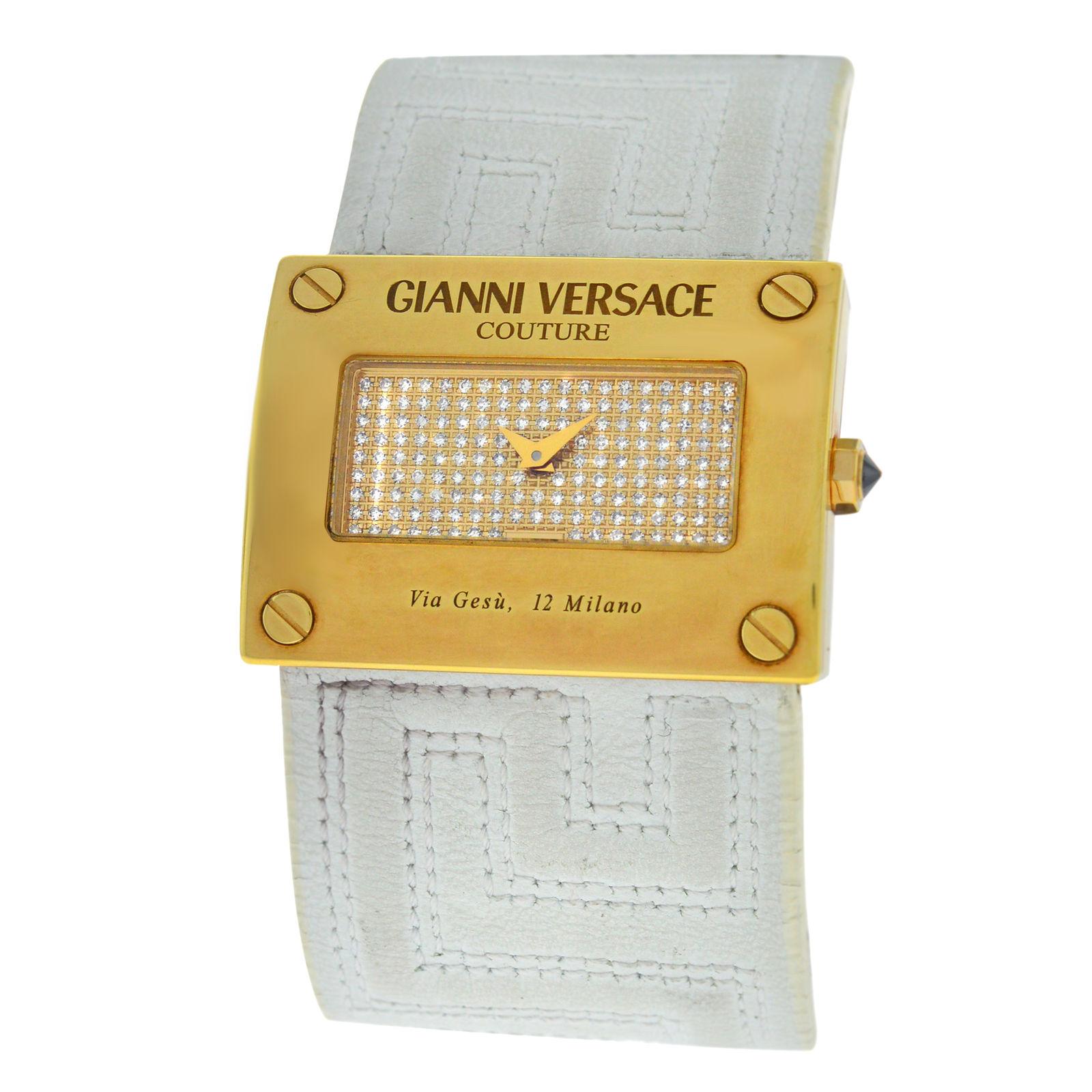 New Versace V-Couture Limited Ed. 18 Karat Gold Diamond Quartz Watch For Sale