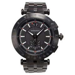 Versace, montre pour homme à quartz analogique V-Race Sport en acier inoxydable noir, neuve