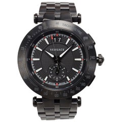 Versace Montre pour homme à quartz analogique V-Race Sport en or et acier inoxydable, neuve