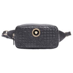 new VERSACE Vanitas baroque quilted black gold Medusa crossbody waist bag