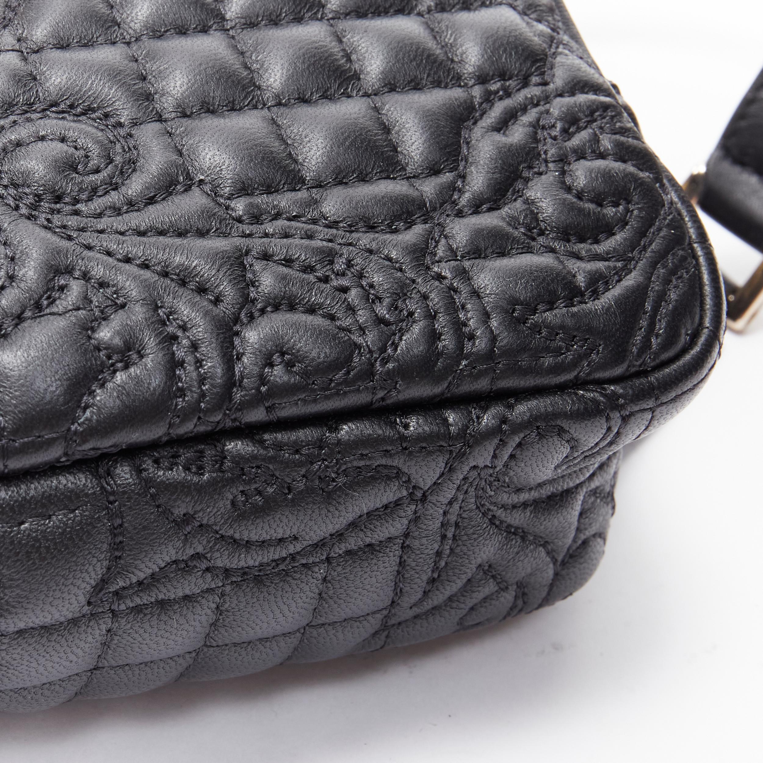 Women's new VERSACE Vanitas baroque quilted black leather gold Medusa crossbody belt bag