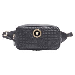 new VERSACE Vanitas baroque quilted black leather gold Medusa crossbody belt bag