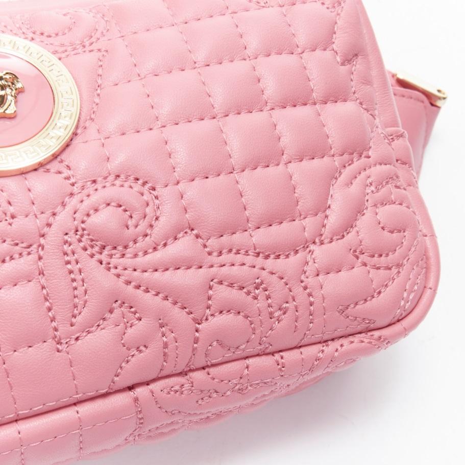new VERSACE Vanitas baroque quilted pink leather gold Medusa crossbody waist bag In New Condition For Sale In Hong Kong, NT