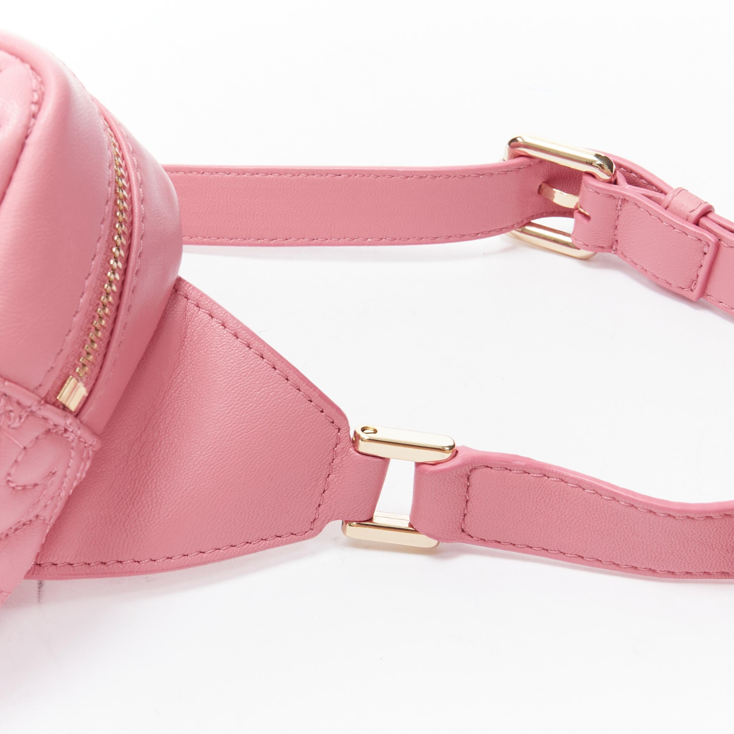 Women's new VERSACE Vanitas baroque quilted pink leather gold Medusa crossbody waist bag For Sale