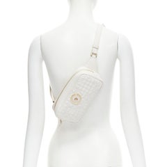 new VERSACE Vanitas baroque quilted white leather Medusa crossbody waist bag