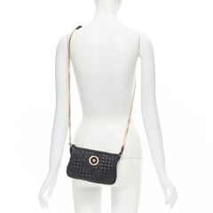 new VERSACE Vanitas black baroque quilted gold Medusa metal chain crossbody bag