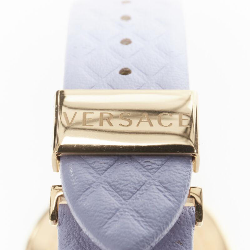 new VERSACE Vanitas gold plated Greca purple studded leather strap ladies watch In New Condition In Hong Kong, NT