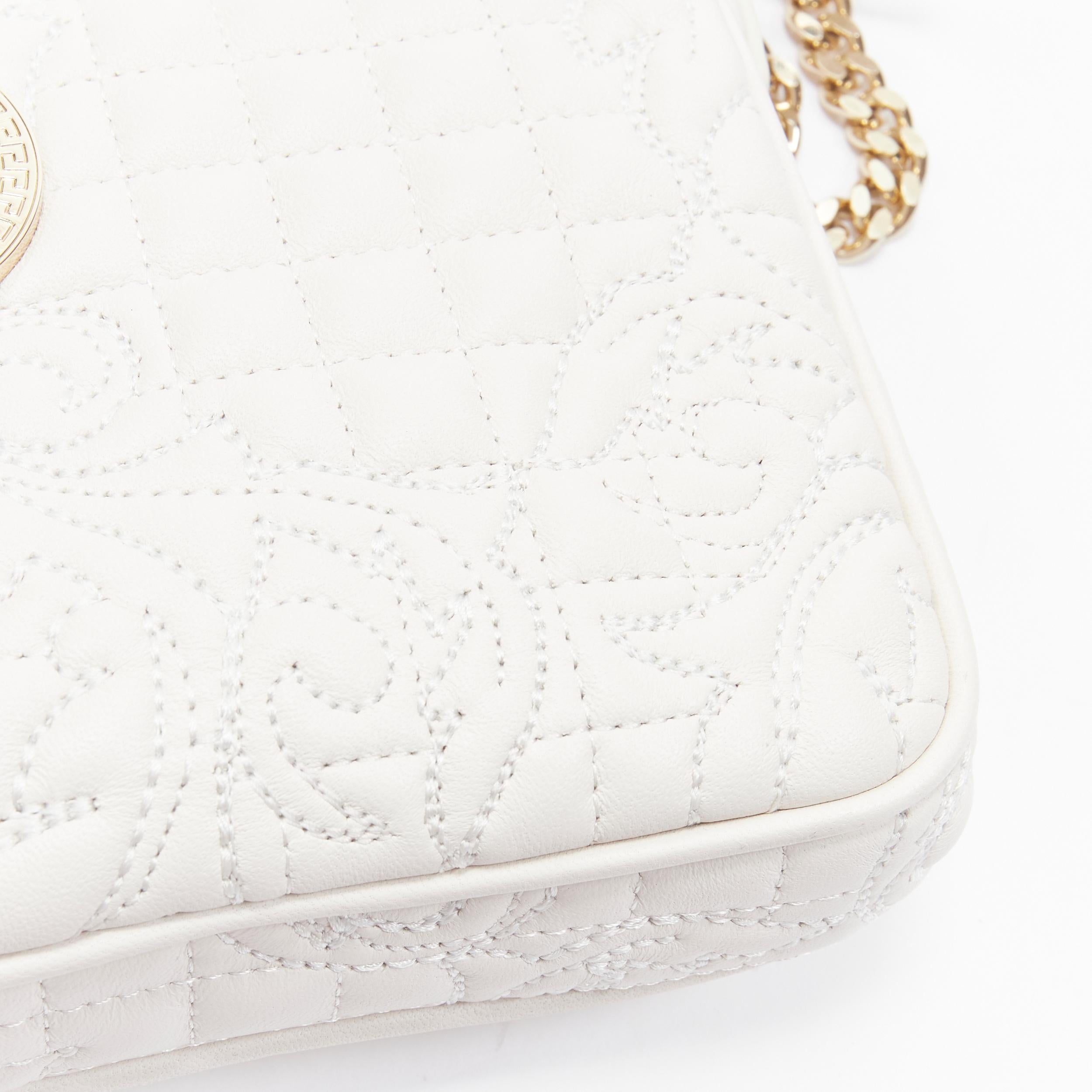 new VERSACE Vanitas white baroque quilted gold Medusa metal chain crossbody bag For Sale 1