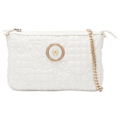 new VERSACE Vanitas white baroque quilted gold Medusa metal chain crossbody bag