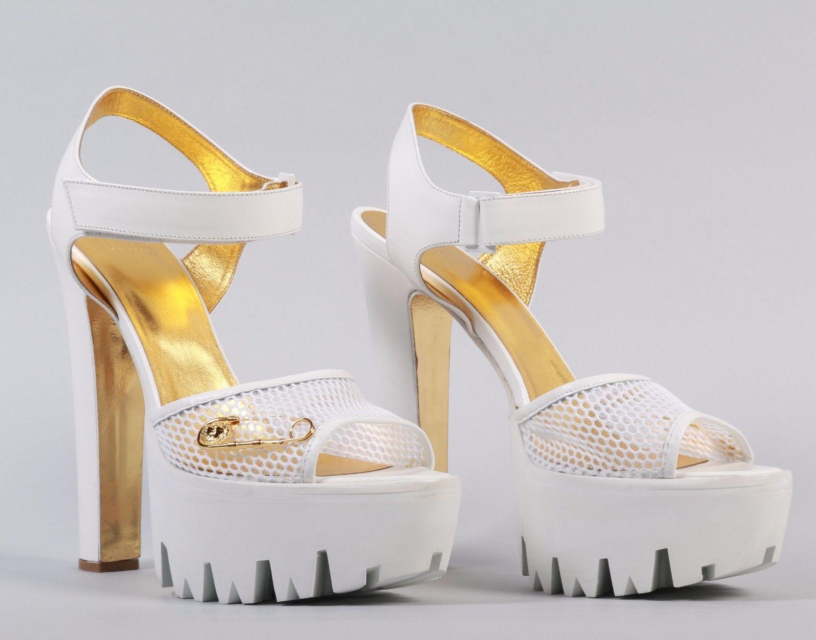 New Versace Versus + Anthony Vaccarello White Platform Sandals 40.5 - 10.5 In New Condition For Sale In Montgomery, TX