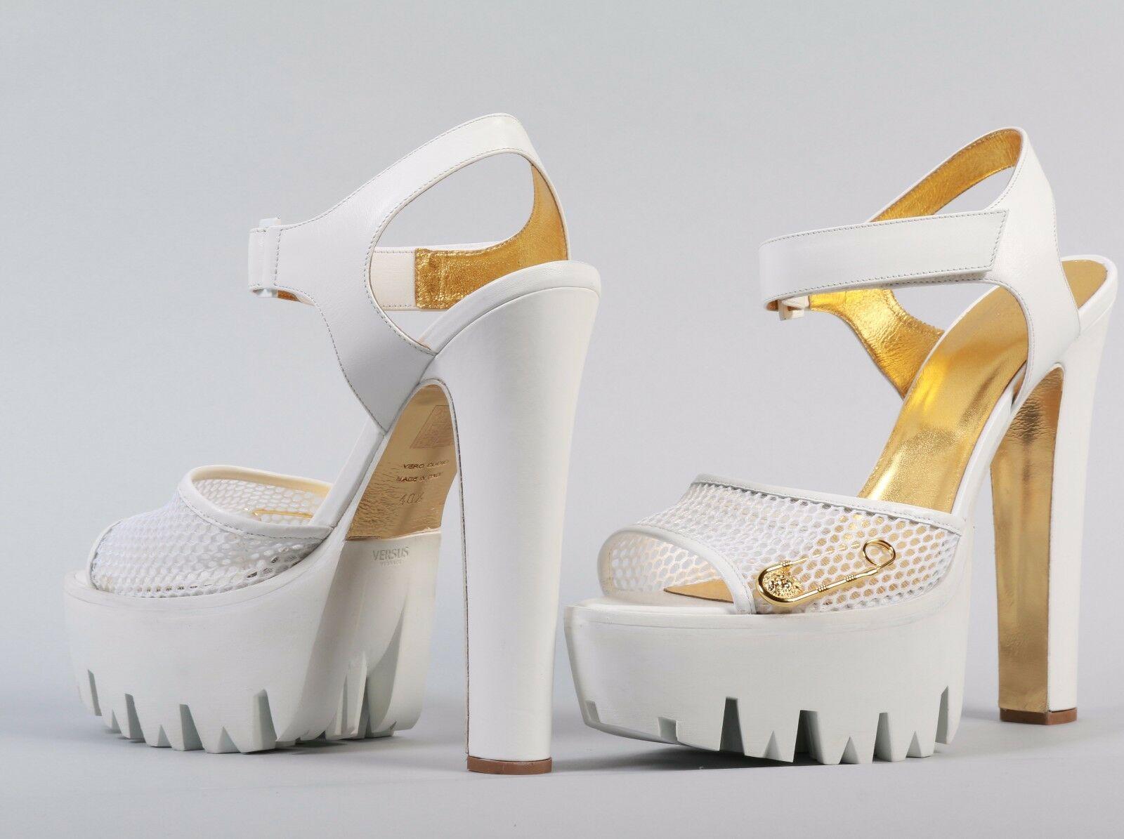 Women's New Versace Versus + Anthony Vaccarello White Platform Sandals 40.5 - 10.5 For Sale