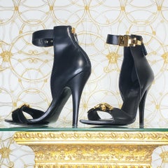New VERSACE VERSUS BLACK LEATHER ANTHONY VACCARELLO EDITION SANDALS 41 - 11