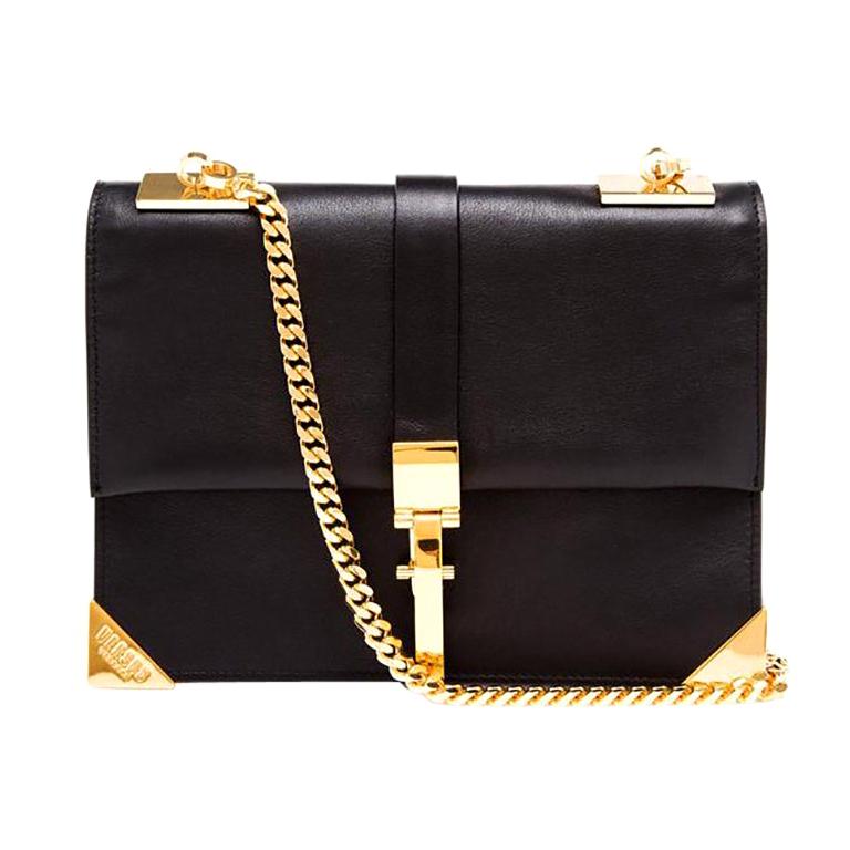New Versace Versus x Anthony Vaccarello Black Leather Gold Chain Bag For Sale at 1stdibs