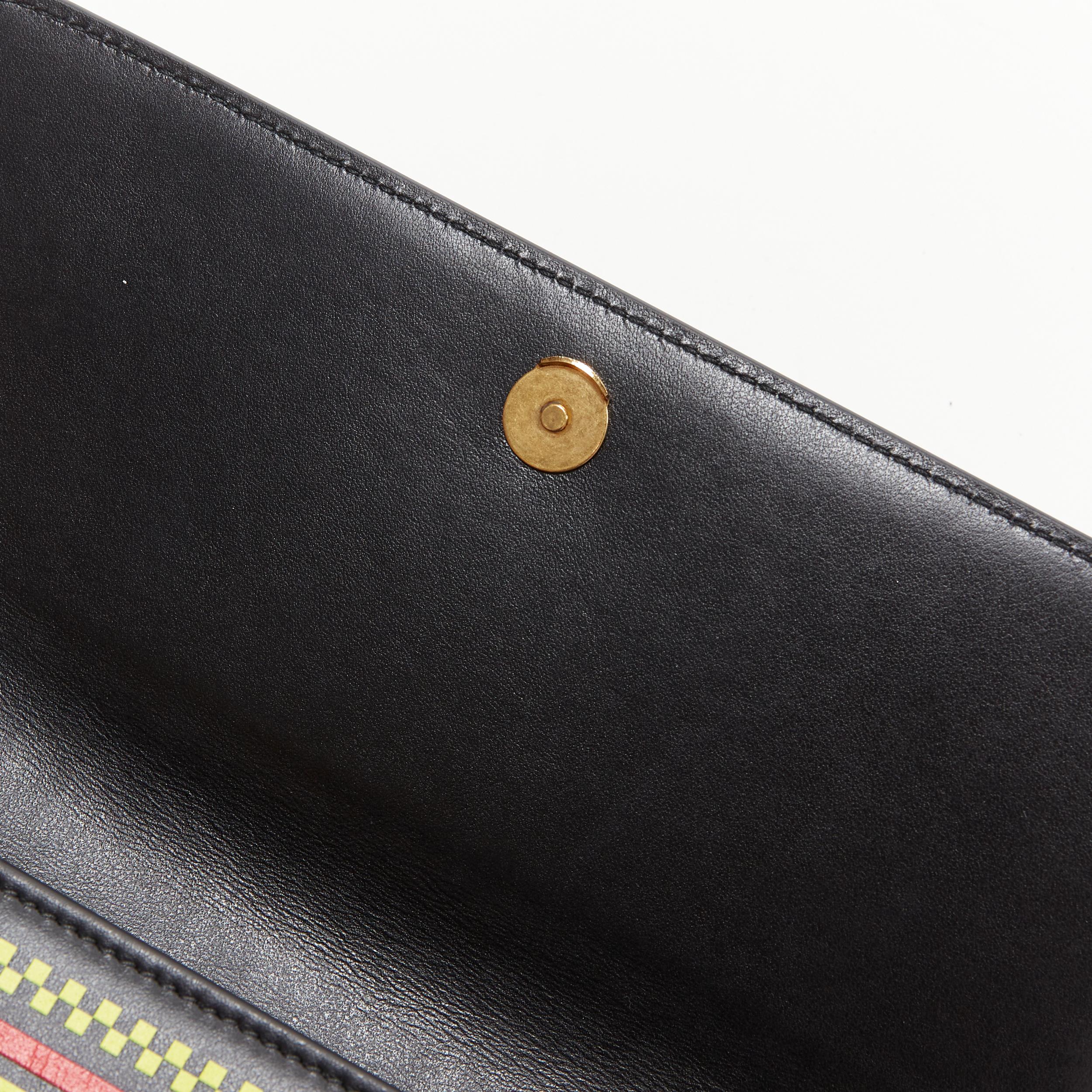 new VERSACE vintage 90's logo black leather gold chain flap clutch crossbody bag 3