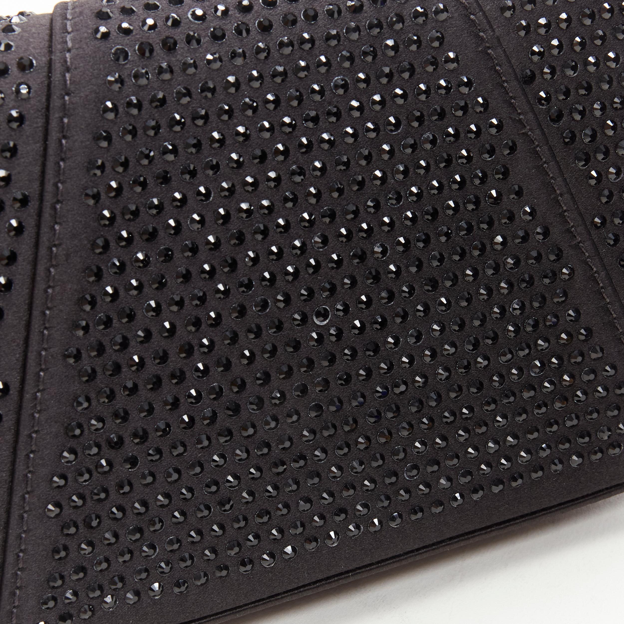 new VERSACE Virtus Barocco black crystal satin flap crossbody clutch bag For Sale 3
