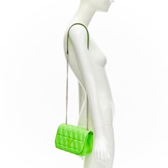 new VERSACE Virtus bright green V quilted patent leather crossbody flap bag