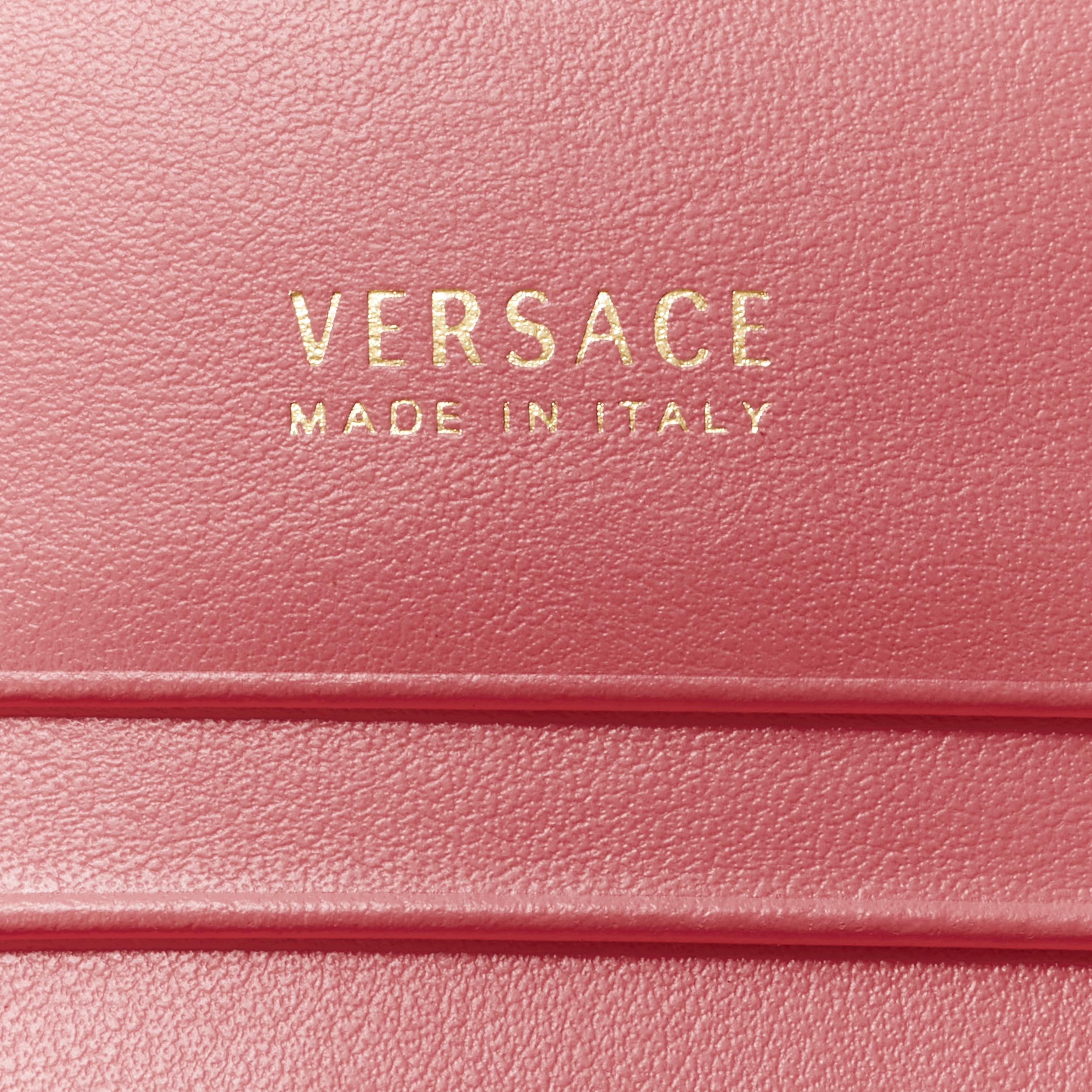 new VERSACE Virtus V pink leather zip bi fold cardholder short wallet 3
