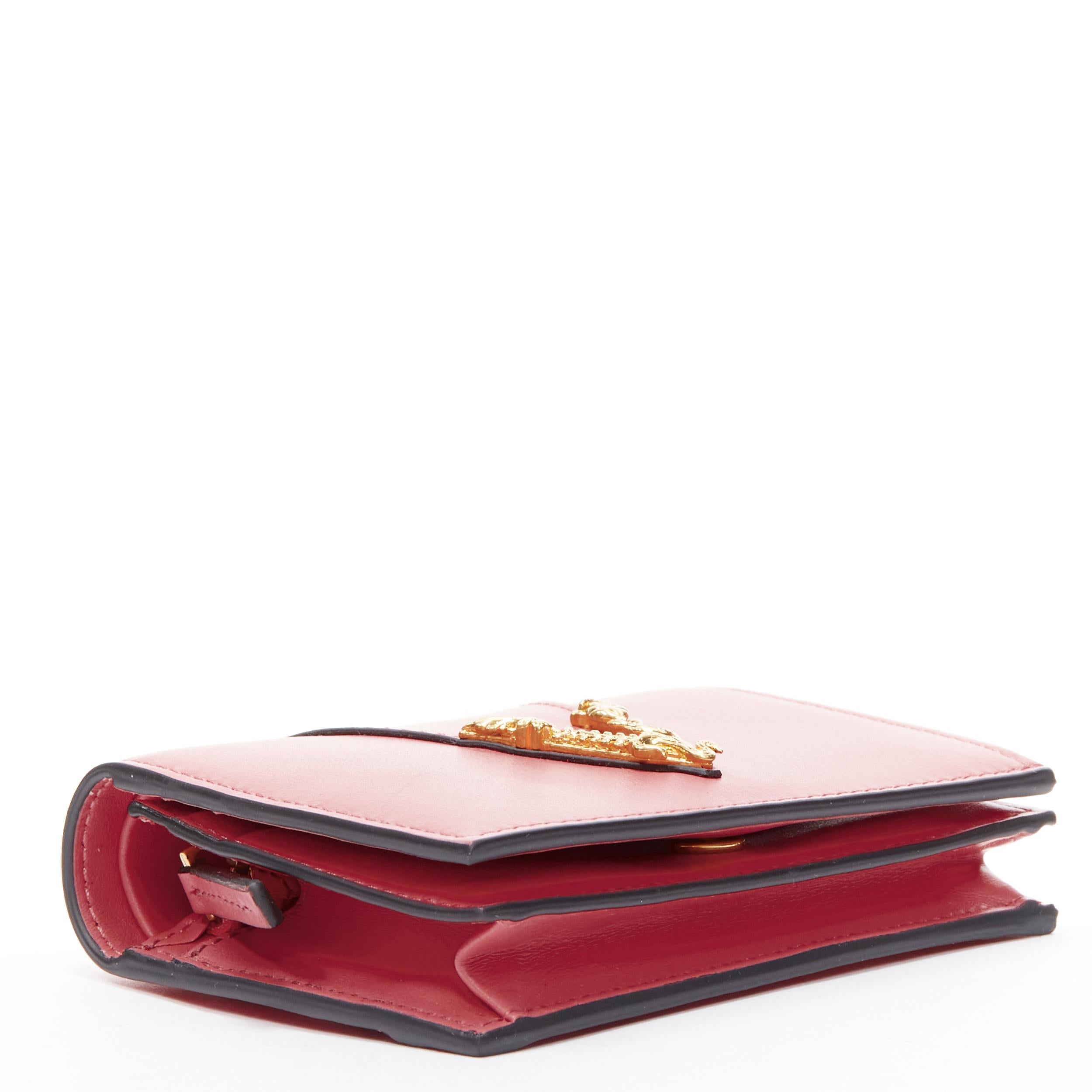 Pink new VERSACE Virtus V pink leather zip bi fold cardholder short wallet