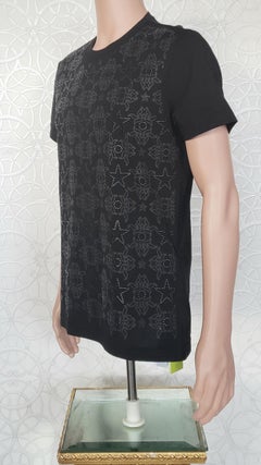 NEW VERSACE VJC BLACK BEADED COTTON T-SHIRT size 48 - M