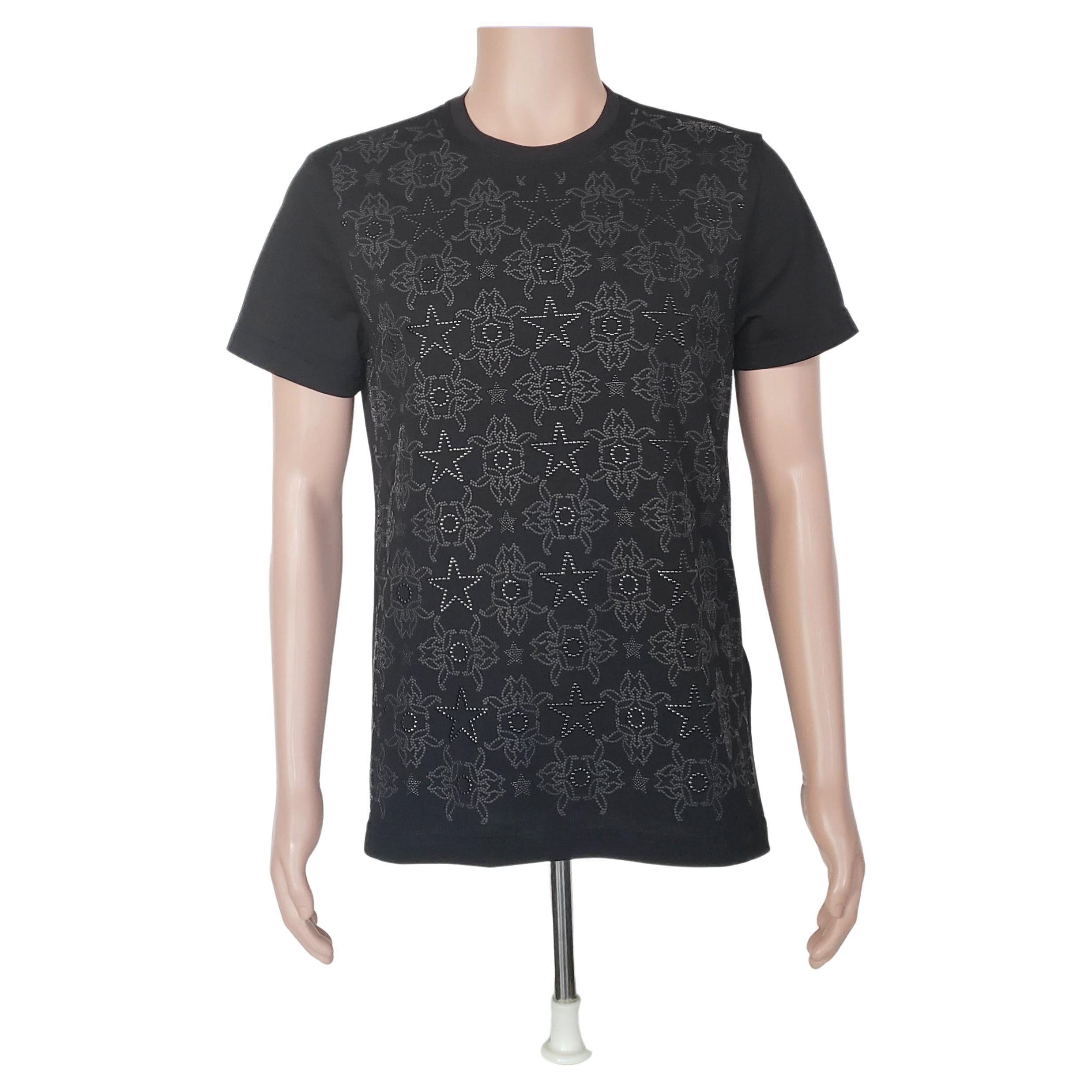 NEW VERSACE VJC BLACK BEADED COTTON T-SHIRT size 48 - M For Sale at 1stDibs