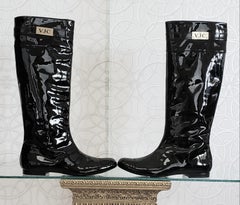 New VERSACE VJC BLACK PATENT LEATHER BOOTS 39 - 9