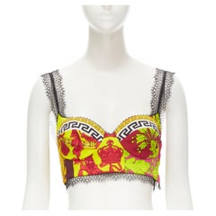 new VERSACE Voyaga Barocco print lace bustier bra top Kylie Jenner IT38