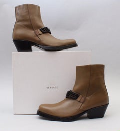 New Versace Western Cowboy Leather Boots for Men Size 44 - 11