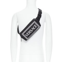 new VERSACE white 90s box logo black nylon crossbody waist belt bag