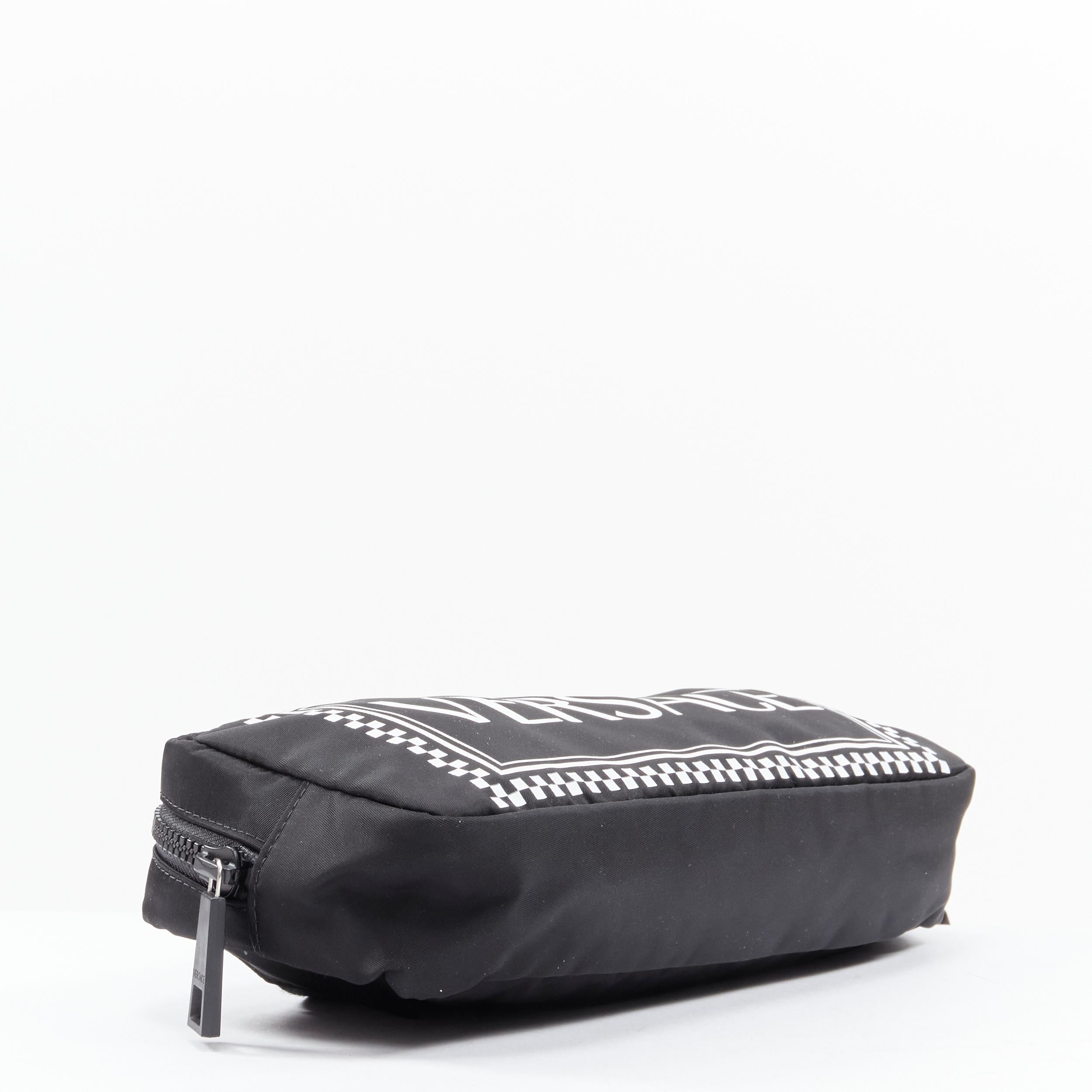 Black new VERSACE white 90s box logo black nylon crossbody waist belt bag