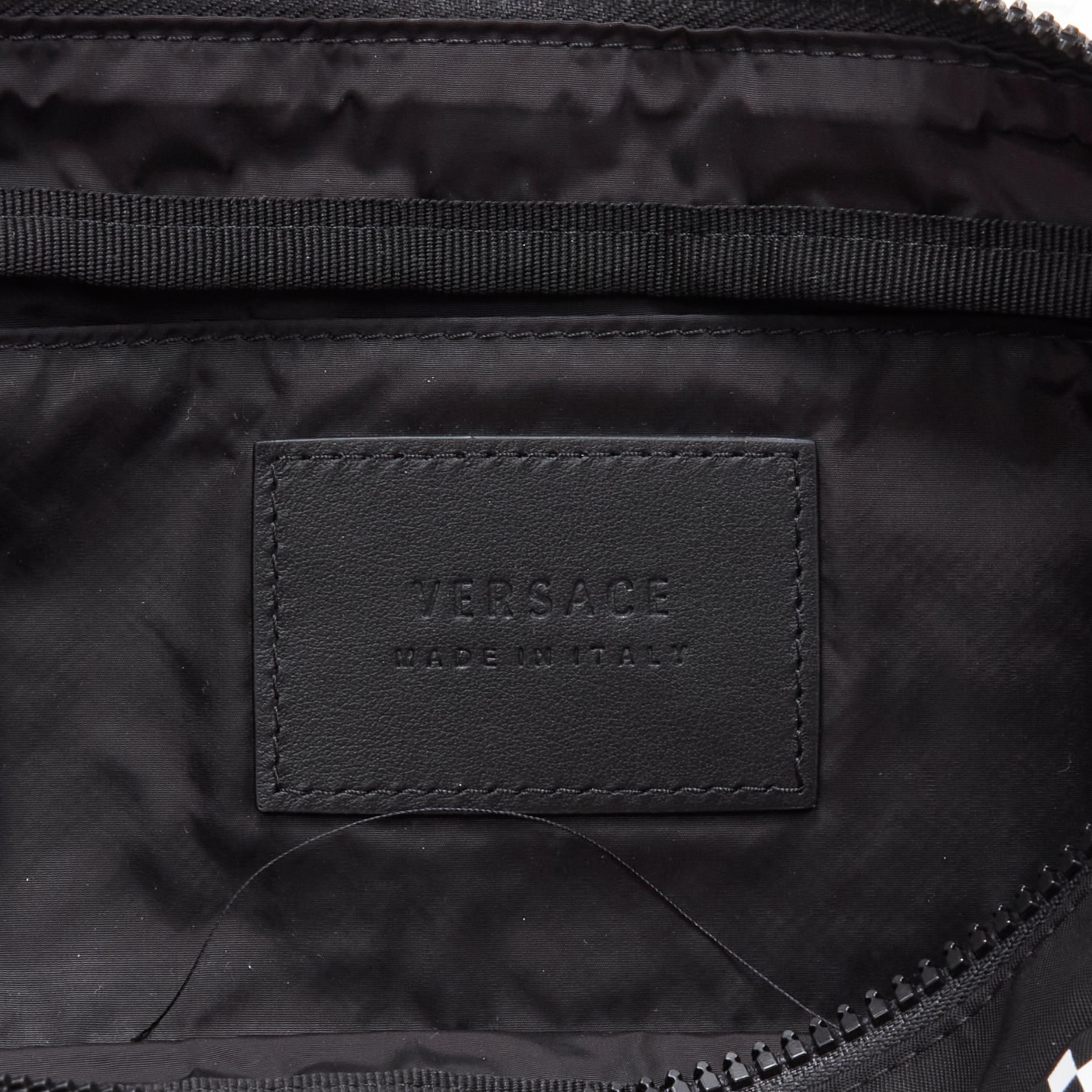 new VERSACE white 90s box logo black nylon crossbody waist belt bag 2