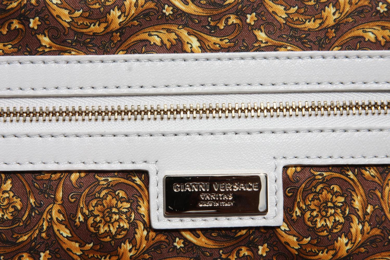 New Versace White Nappa Leather Athena Barocco Quilted Vanitas Bag Large  4