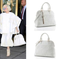 New Versace White Nappa Leather Athena Barocco Quilted Vanitas Bag Large