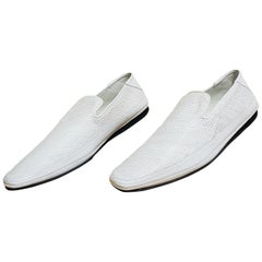 NEW VERSACE WHITE WOVEN LEATHER DRIVER Shoes Sz  44.5 - 11.5, 45 - 12