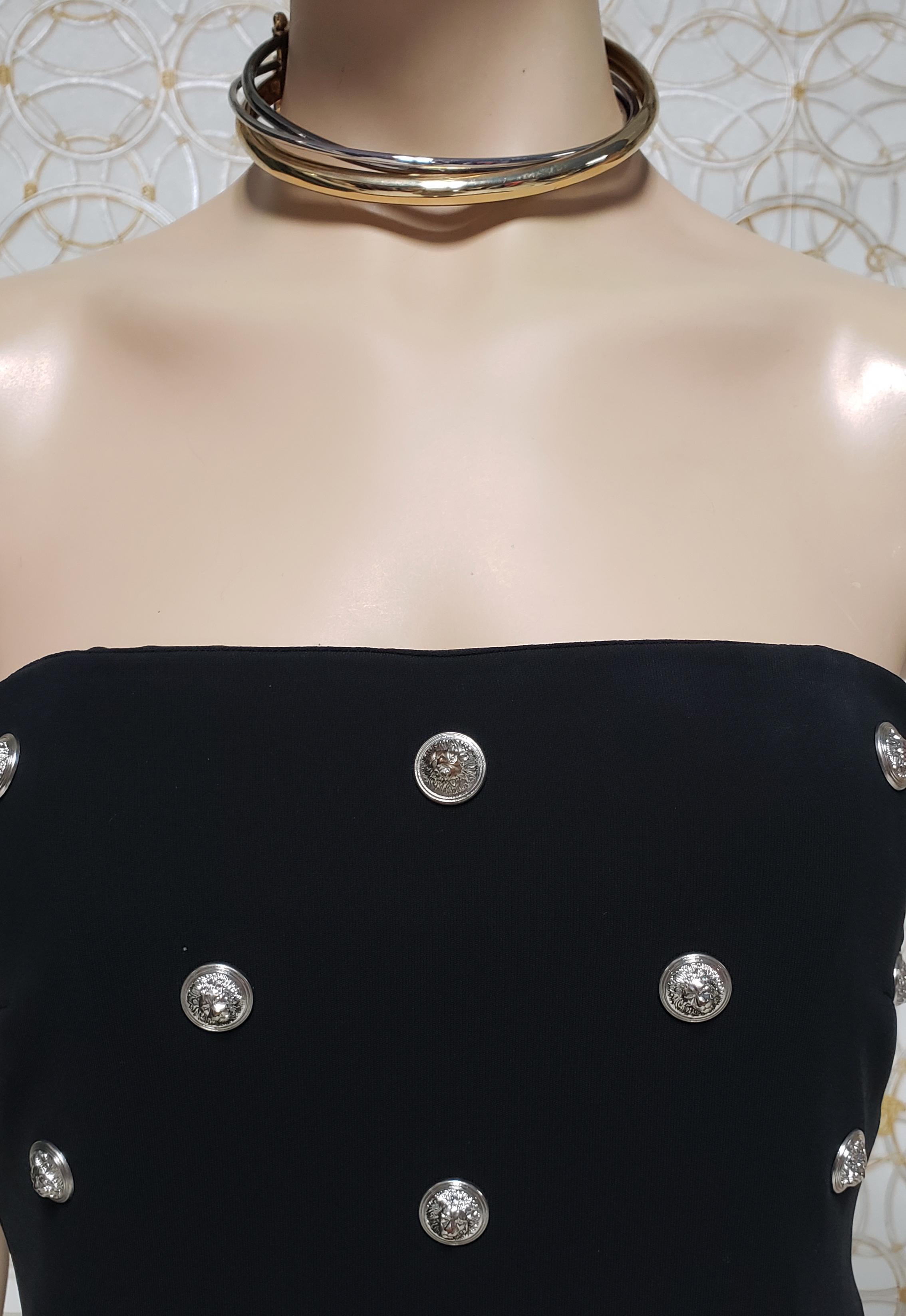 New VERSUS VERSACE + Anthony Vaccarello Studded strapless black crepe mini dress For Sale 5