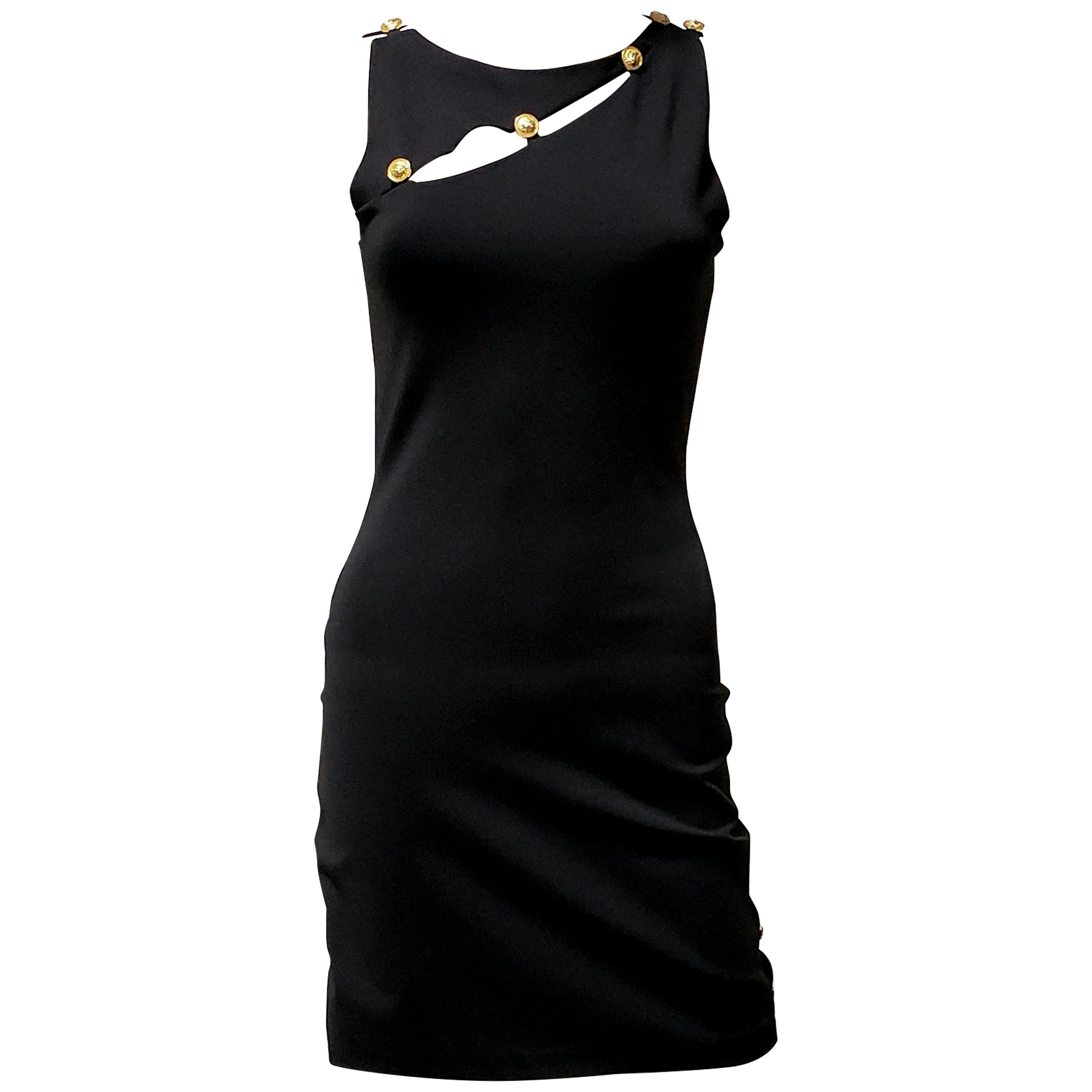 New VERSUS VERSACE CUT OUT BLACK DRESS 42 - 6