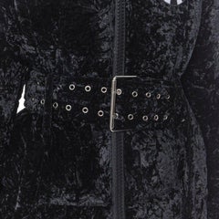 new VERSUS VERSACE embroidery black crushed velvet belted puffer jacket IT38