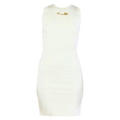 New VERSUS VERSACE White Cut out mini dress with gold safety pins 