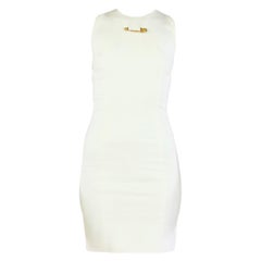 New VERSUS VERSACE White Cut out mini dress with gold safety pins