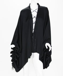 New Very Rare Tom Ford for Gucci F/W 2002 Silk Black Lace-Up Kimono Top It. 40