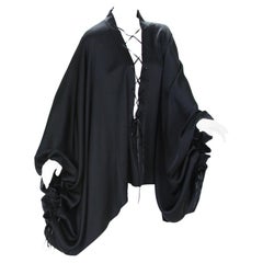 Vintage New Very Rare Tom Ford for Gucci F/W 2002 Silk Black Lace-Up Kimono Top It. 40