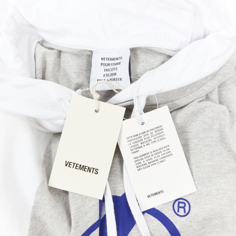 new VETEMENTS 2018 deconstructed band t-shirt hoodie patched sweater dress S 3