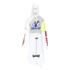 new VETEMENTS 2018 deconstructed band t-shirt patchwork hoodie sweater dress XS