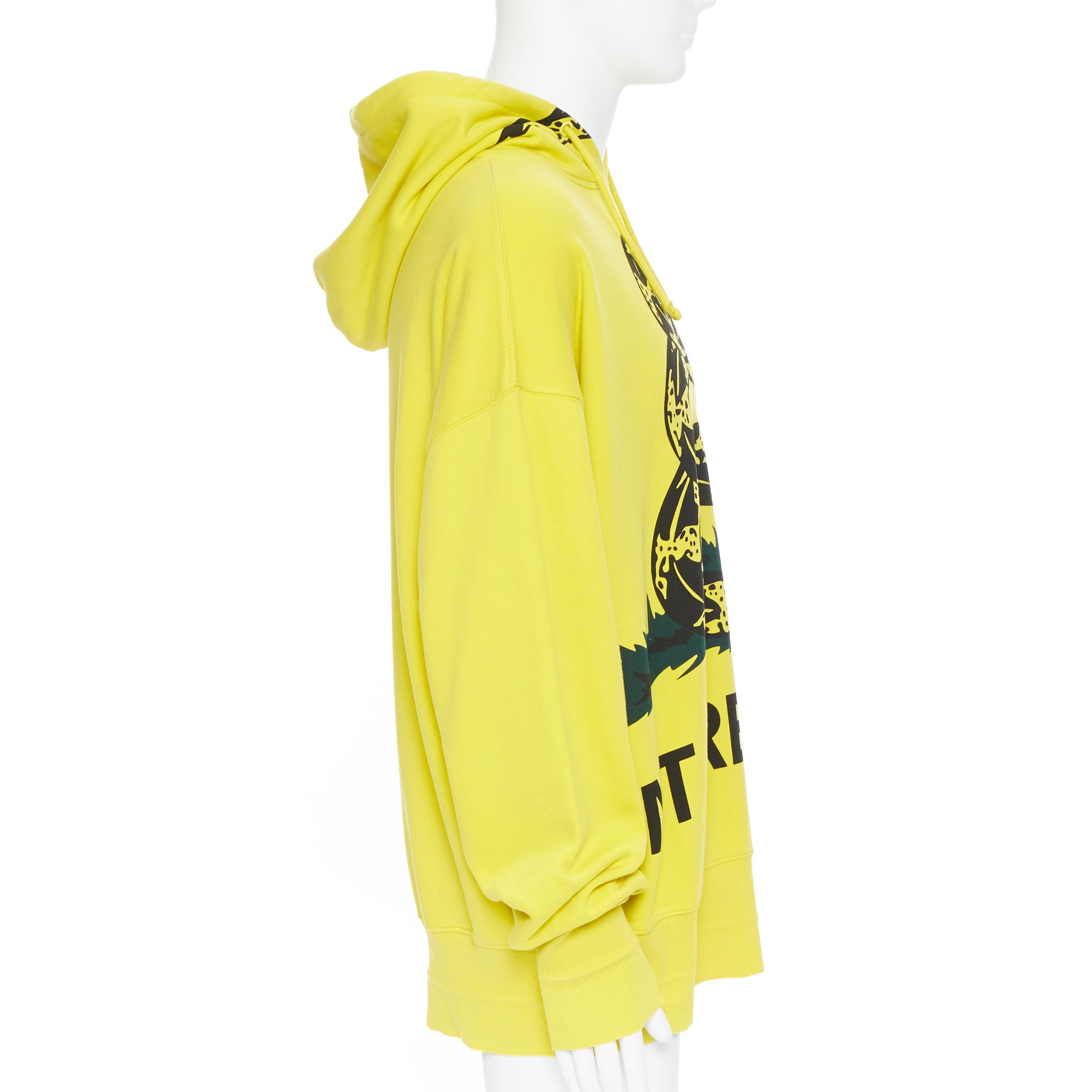 Yellow new VETEMENTS 2019 Don’t Tread On Me Snake print fleece oversized hoodie S