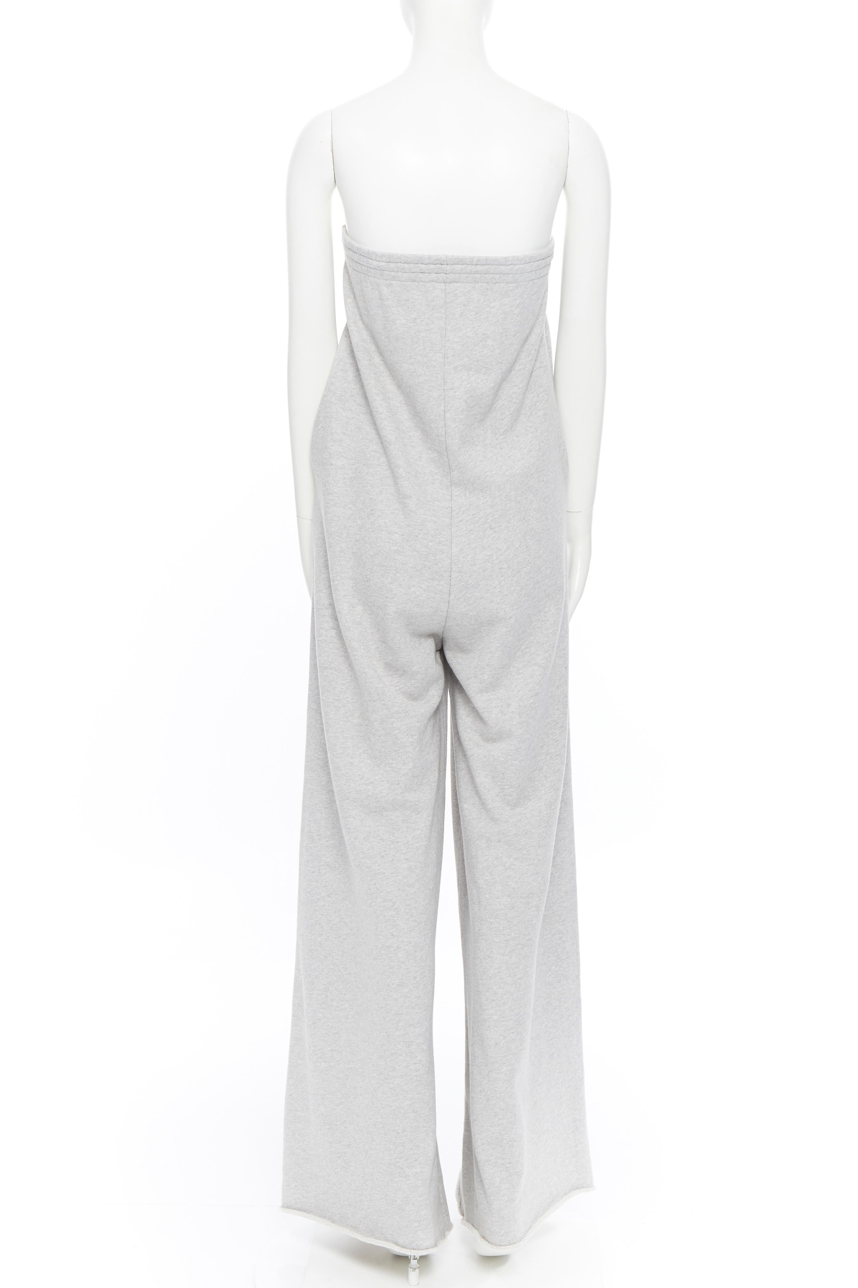 Women's new VETEMENTS AW18 grey cotton oversized extreme wide leg sweatpants jumpsuit S