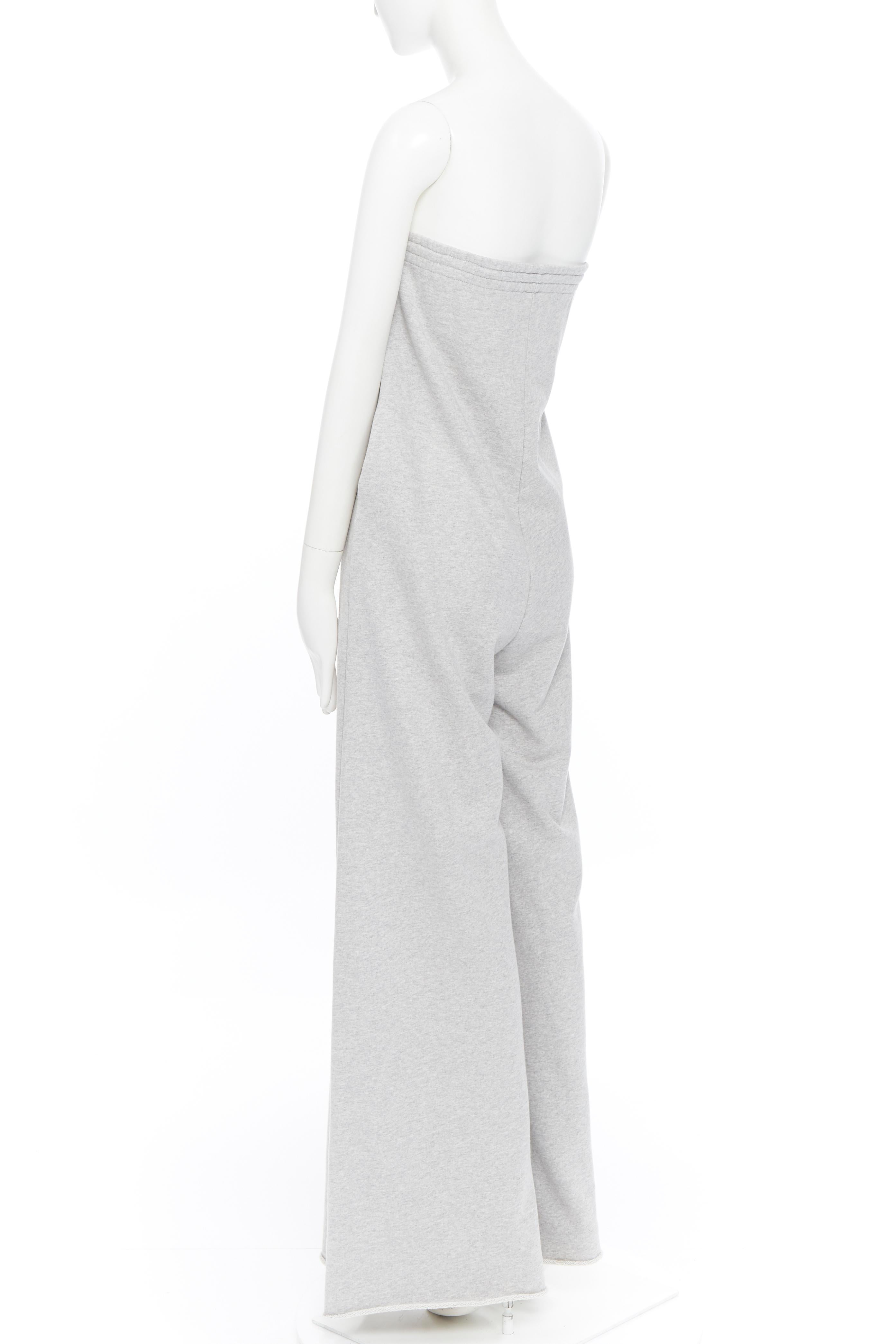 Women's new VETEMENTS AW18 grey cotton oversized extreme wide leg sweatpants jumpsuit XS