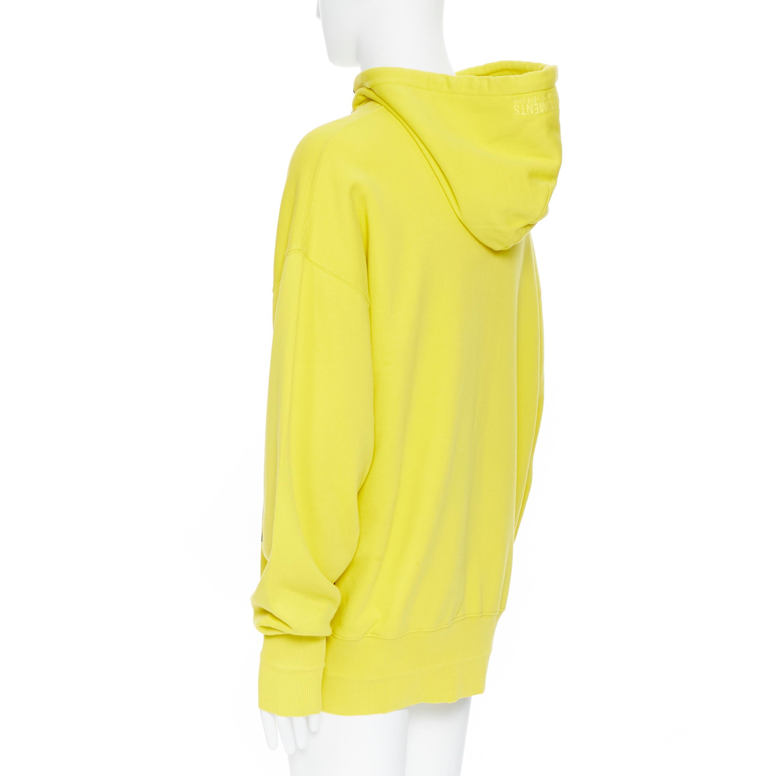 Yellow new VETEMENTS AW19 Don’t Tread On Me Snake fleece oversized hoodie sweats S