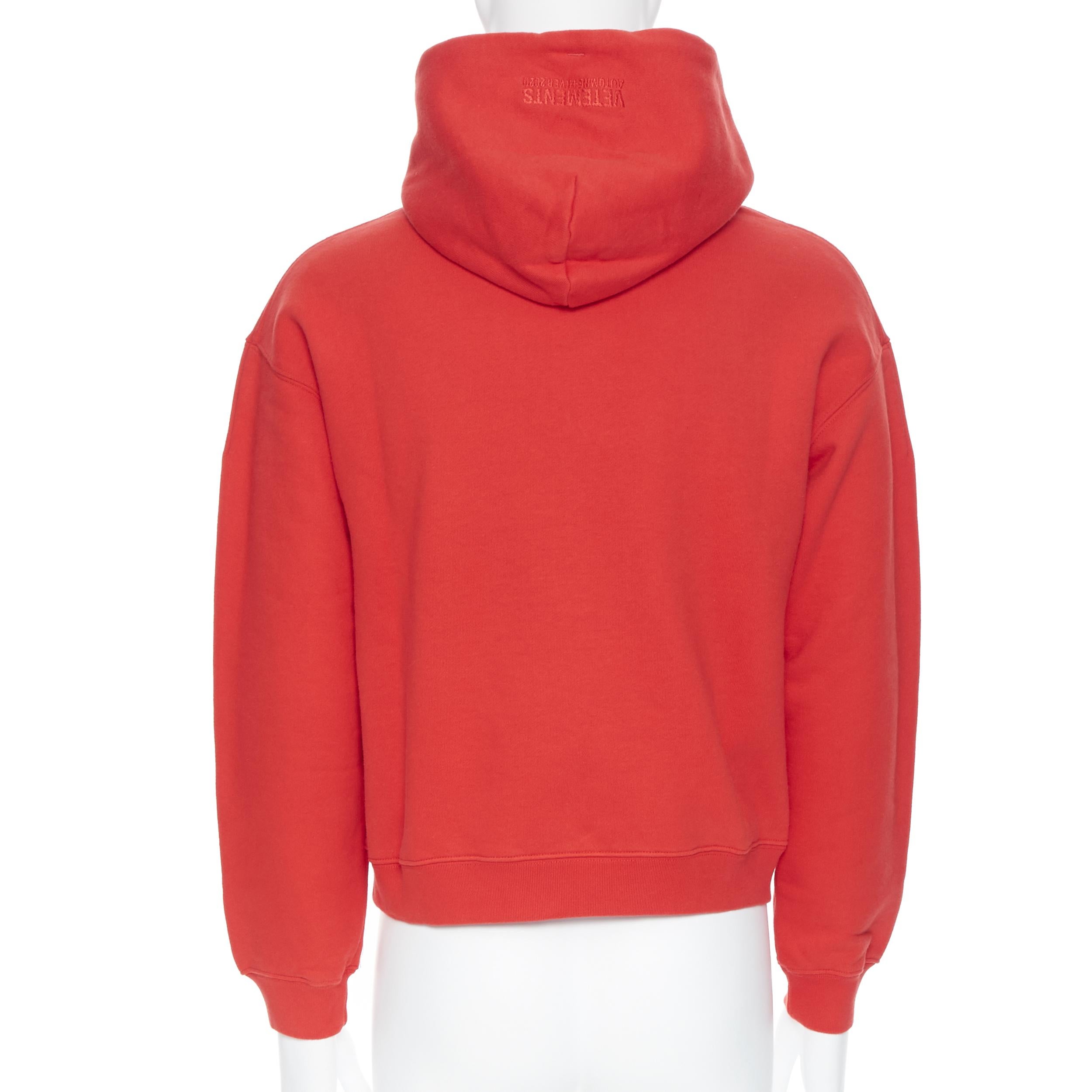 Red new VETEMENTS AW20 Big Cocaine red arabic Coke logo cropped hoodie sweater L