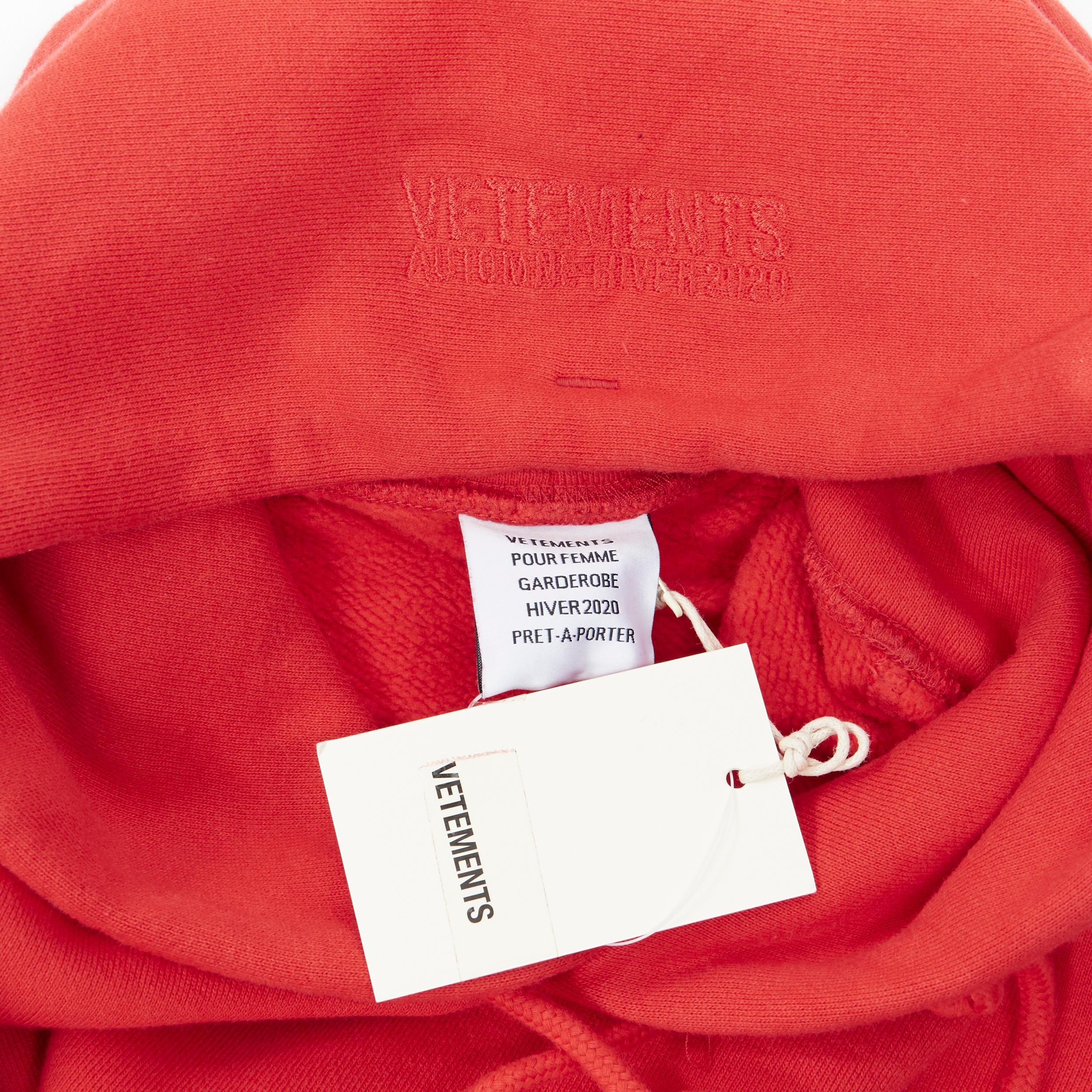 nuevo VETEMENTS AW20 Big Cocaine rojo árabe Logo de Coca-Cola sudadera con capucha recortada suéter M 7