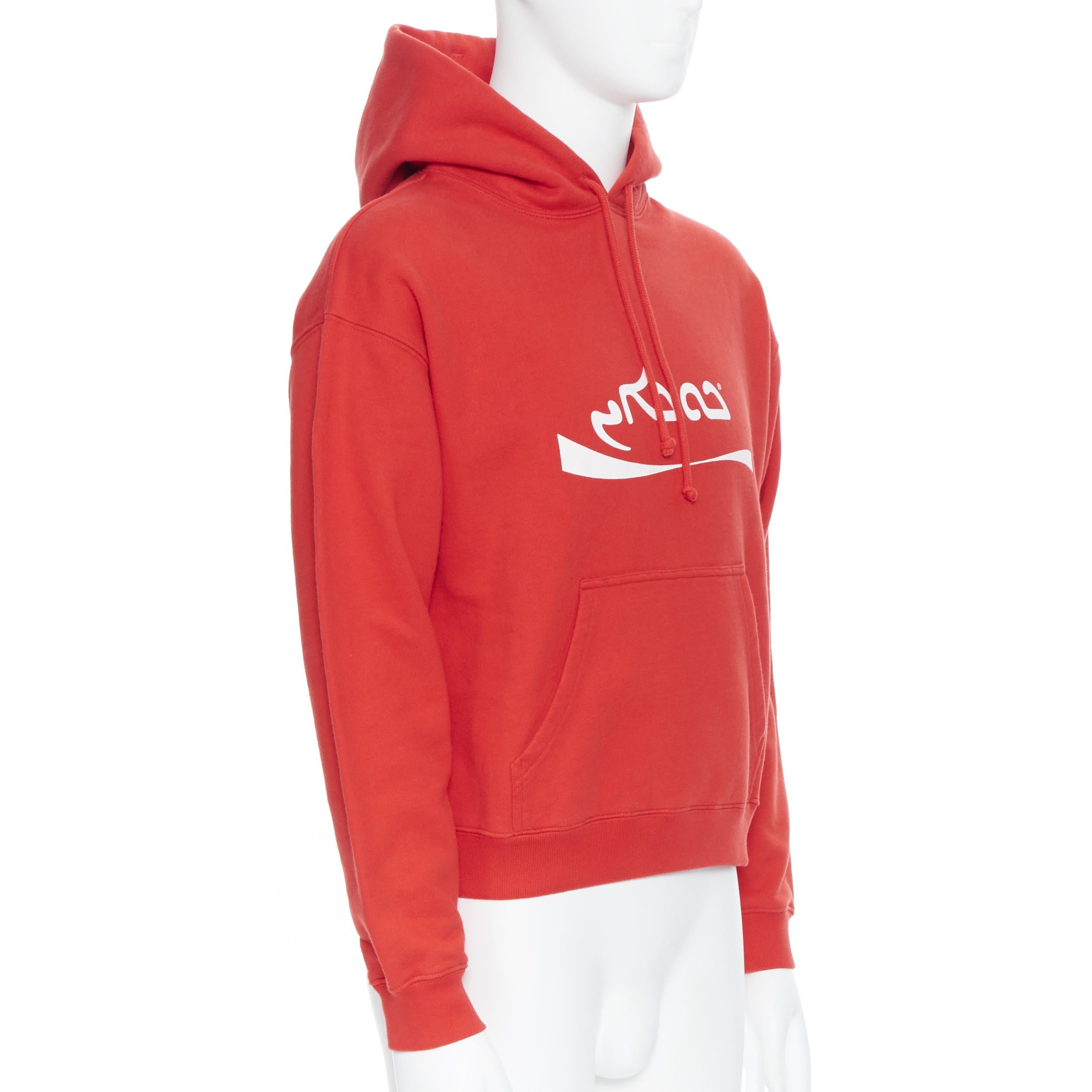 De las mujeres nuevo VETEMENTS AW20 Big Cocaine rojo árabe Logo de Coca-Cola sudadera con capucha recortada suéter M