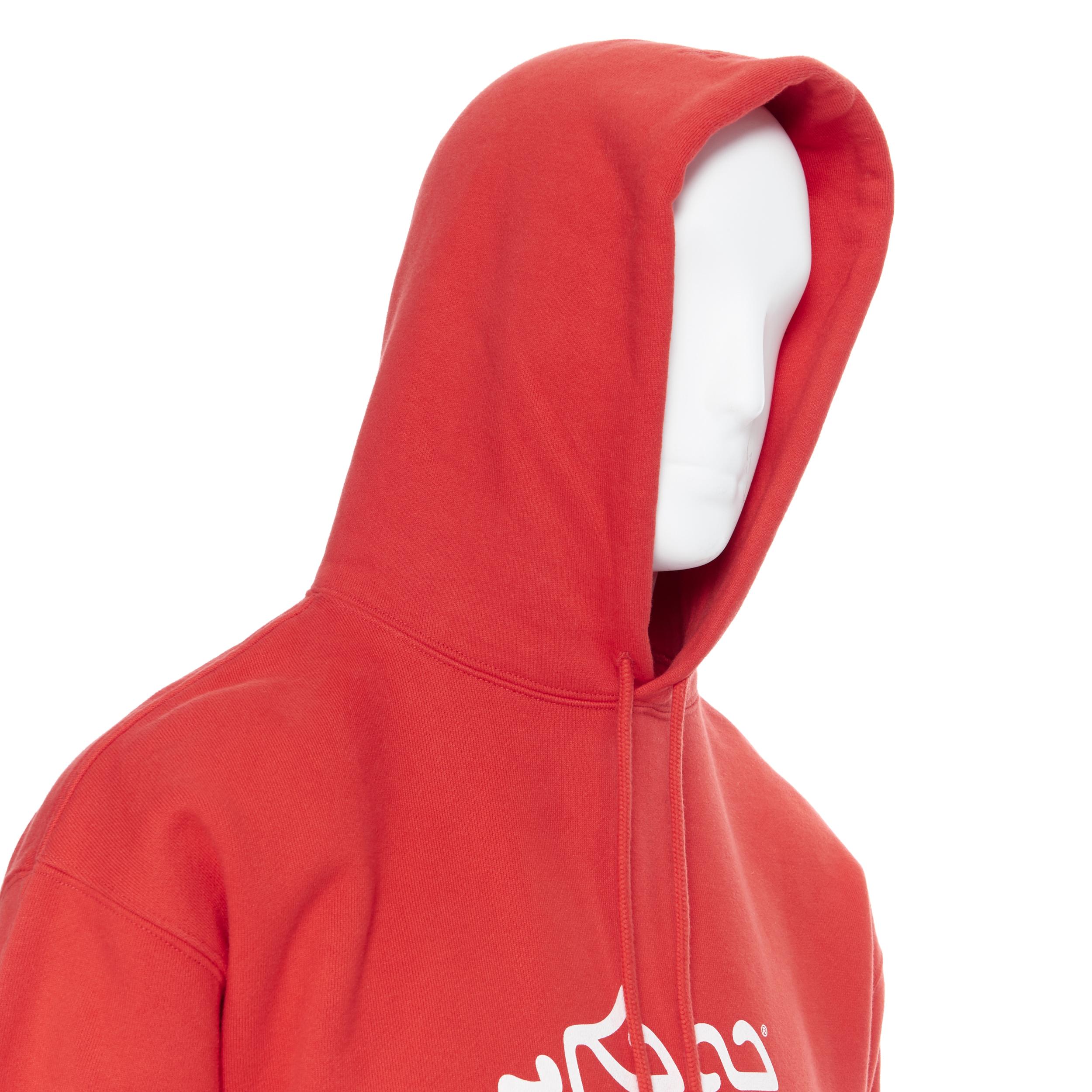 nuevo VETEMENTS AW20 Big Cocaine rojo árabe Logo de Coca-Cola sudadera con capucha recortada suéter M 5